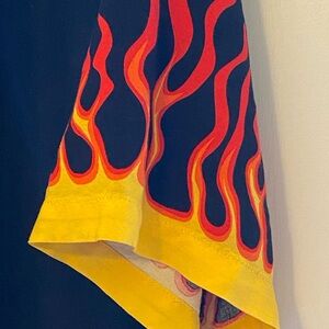 Men's Black Shirt with Red and Yellow Flame Design